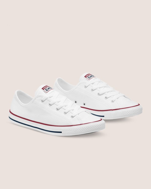 Converse Chuck Taylor All Star Dainty Basic Canvas Hvide Sko Danmark - Converse Lave Sneakers Dame -